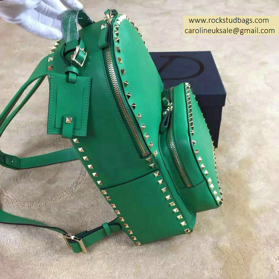 2015 Valentino Garavani Rockstud Medium Backpack in Green - Click Image to Close