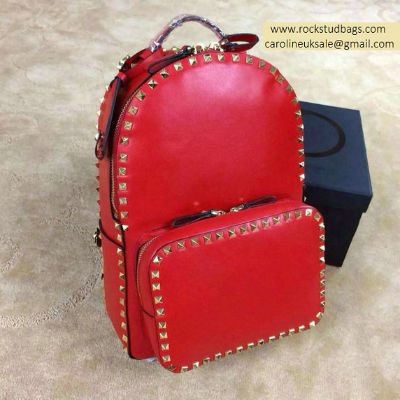 2015 Valentino Garavani Rockstud Medium Backpack in Red - Click Image to Close