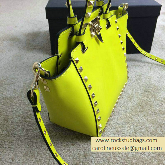 Valentino Rockstud Mini Tote in Fluo Yellow 2015