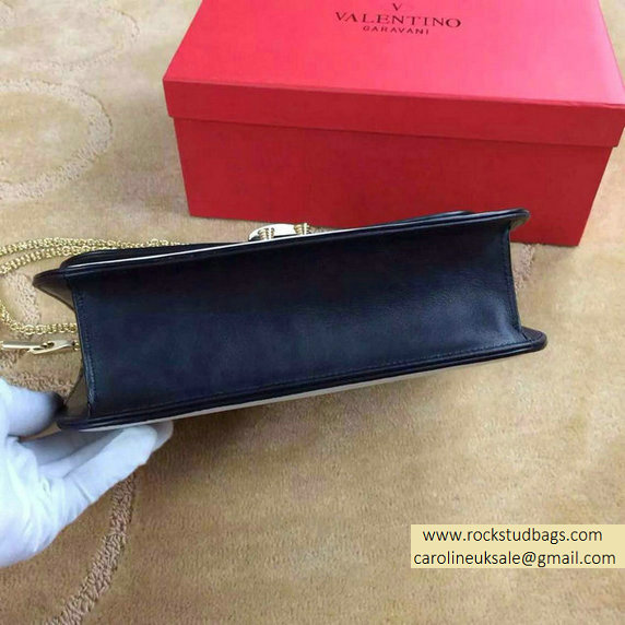 Valentino Psychedelic Rockstud Lock Medium Shoulder Bag Baby Black/White - Click Image to Close