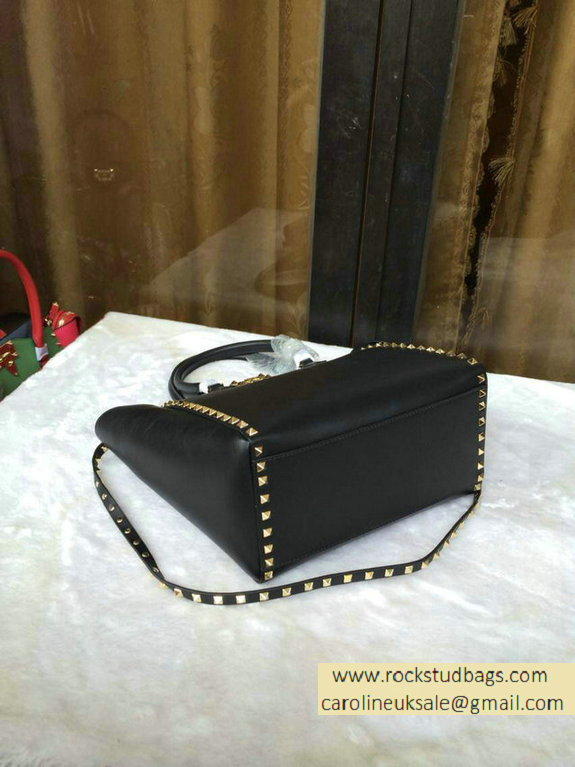 Valentino Garavani Rockstud Double Handle Bag Black(Gold Hardware) 2015