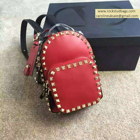 Valentino Multicolor Red Rockstud Small Backpack(Silver Hardware)