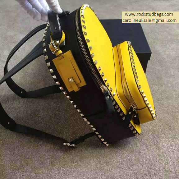 Valentino Multicolor Yellow Rockstud Medium Backpack(Silver Hardware)