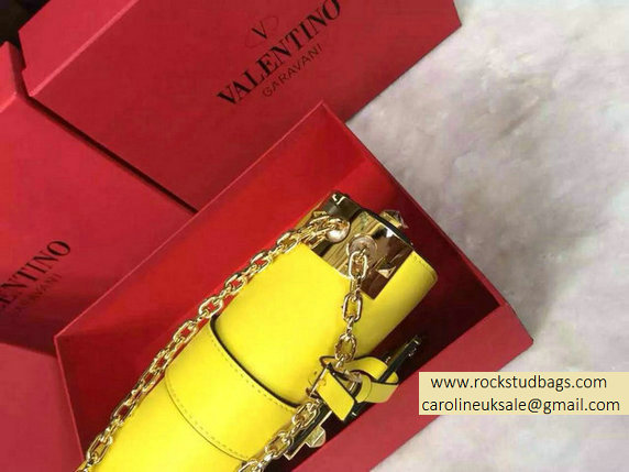 Valentino Chain Shoulder Bag in Yellow Calfskin 2015