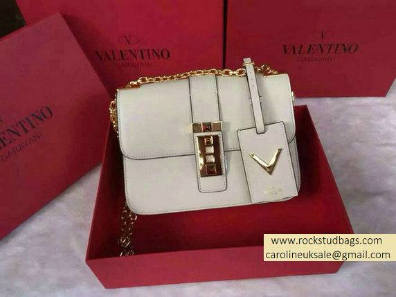 Valentino Chain Shoulder Bag in White Calfskin 2015