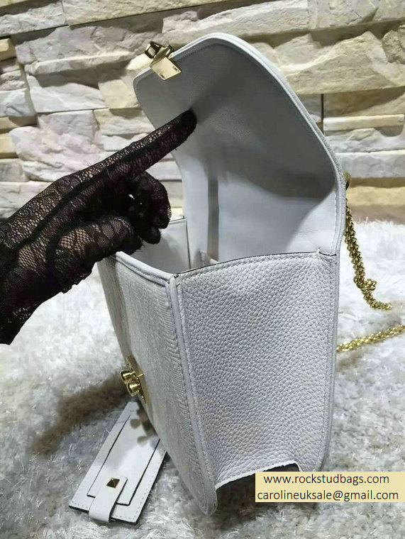 Valentino Small Fabric Chain Shoulder Bag White 2015
