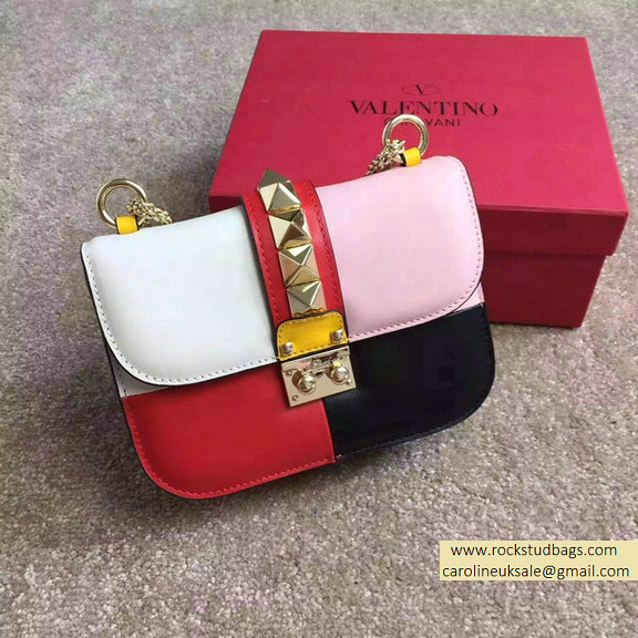 Valentino Multicolor Small Chain Shoulder Bag White/Pink/Red/Black