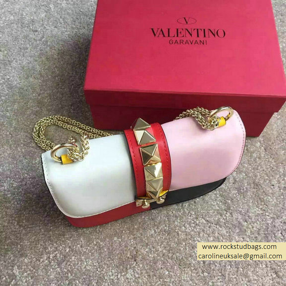 Valentino Multicolor Small Chain Shoulder Bag White/Pink/Red/Black - Click Image to Close