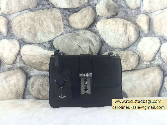 Valentino Chain Shoulder Bag in All Black Calfskin 2015