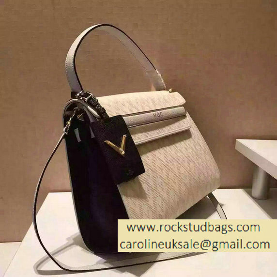 Valentino Jacquard Fabric Single Handle Bag White 2015