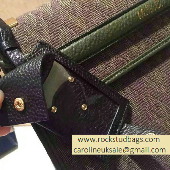 Valentino Jacquard Fabric Single Handle Bag Dark Green 2015