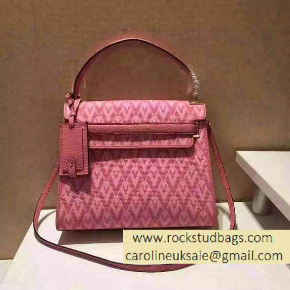 Valentino Jacquard Fabric Single Handle Bag Pink 2015