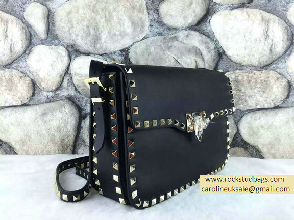 Valentino Rockstud Cross-Body Bag in Black Calfskin - Click Image to Close