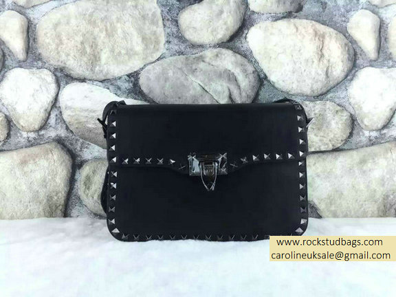 Valentino Rockstud Cross-Body Bag in All Black Calfskin - Click Image to Close