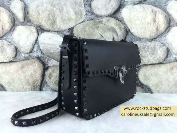 Valentino Rockstud Cross-Body Bag in All Black Calfskin