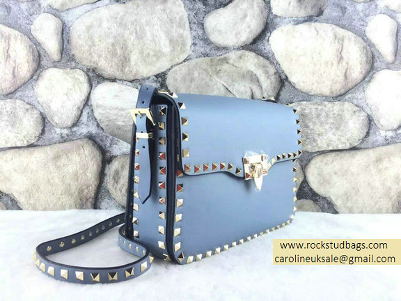 Valentino Rockstud Cross-Body Bag in Sky Blue Calfskin