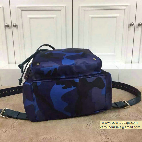 Valentino Blue Nylon Camouflage Medium Backpack 2015