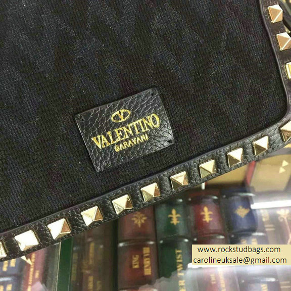 Valentino Jacquard Fabric Crossbody Bag Black 2015
