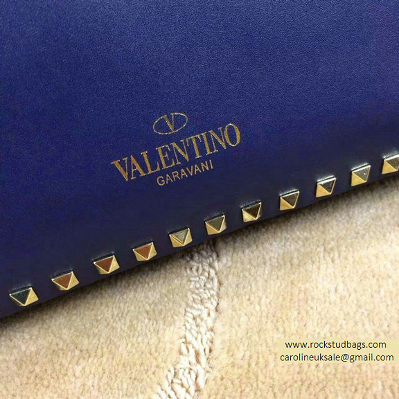 Valentino Medium Smooth Calfskin Rockstud Tote Deep Blue
