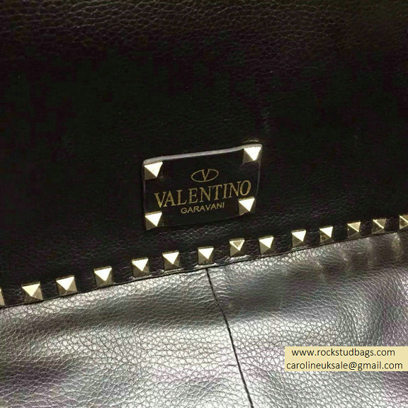 Valentino Jacquard Fabric Rockstud Double Medium Reversible Tote Black 2015 - Click Image to Close
