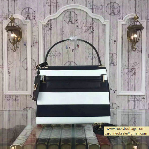 Valentino Singal Handle Bag in Black and White Fall 2015