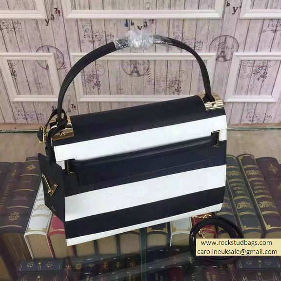 Valentino Singal Handle Bag in Black and White Fall 2015