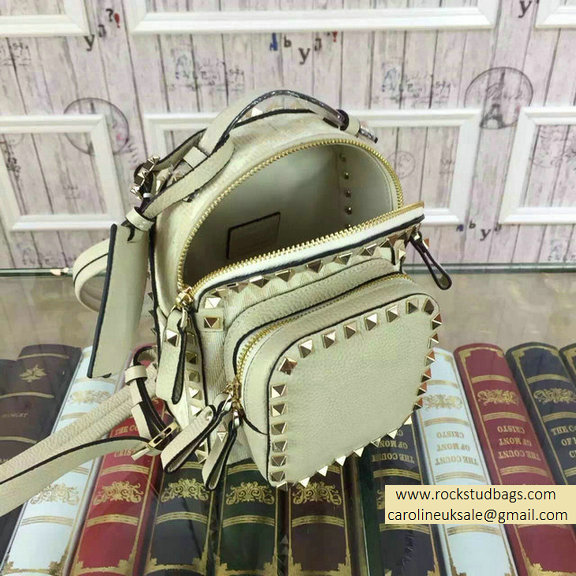 Valentino Fabric Rockstud Small Backpack Off-White 2015 - Click Image to Close