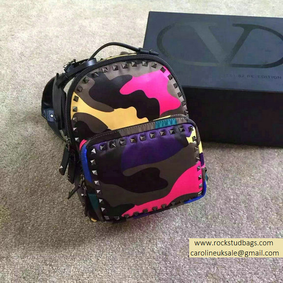2015 Valentino Garavani Small Backpack in Rosy Camouflage Nylon