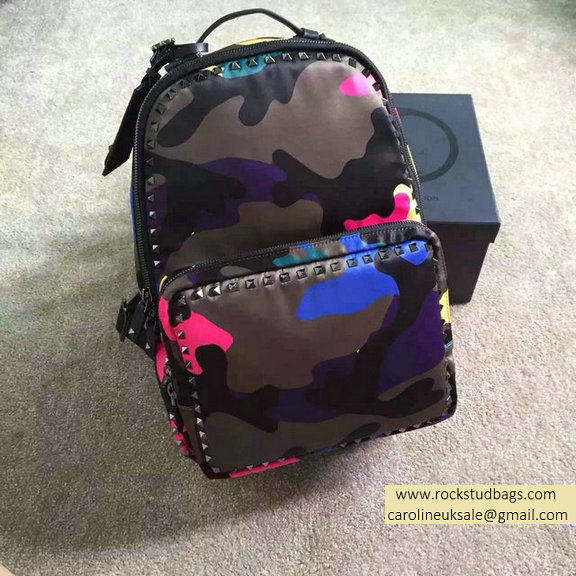 2015 Valentino Garavani Large Backpack in Rosy Camouflage Nylon
