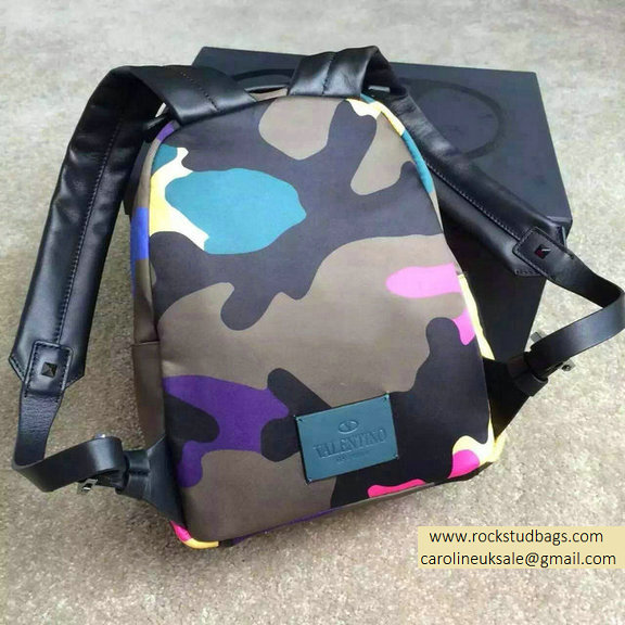 2015 Valentino Garavani Small Backpack in Blue Camouflage Nylon