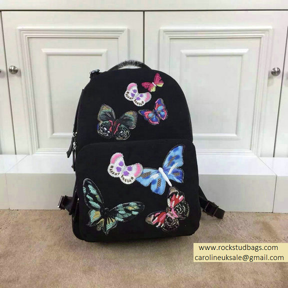 2015 Valentino Camu Butterfly Medium Backpack Black - Click Image to Close