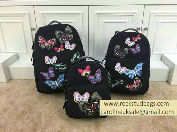 2015 Valentino Camu Butterfly Large Backpack Black - Click Image to Close