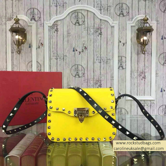 Valentino Rockstud Cross-Body Bag in Two Tone Calfskin Yellow/Black