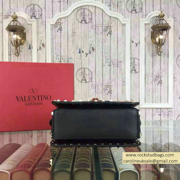 2015 Valentino Rockstud Cross-Body Bag in Two Tone Calfskin Rosy/Black