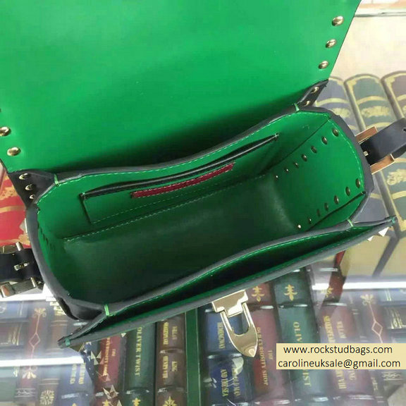 2015 Valentino Rockstud Cross-Body Bag in Two Tone Calfskin Green/Black