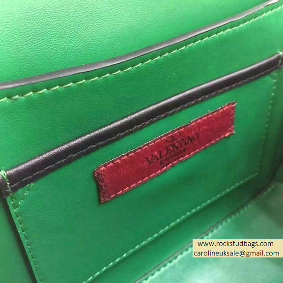 2015 Valentino Rockstud Cross-Body Bag in Two Tone Calfskin Green/Black - Click Image to Close