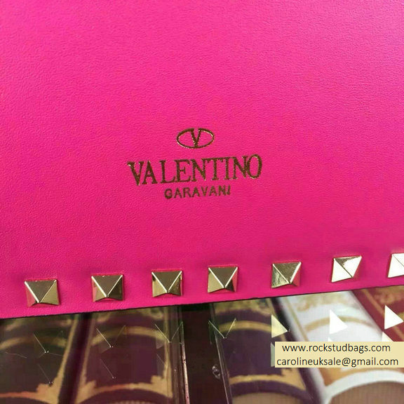 2015 Valentino Rockstud Shoulder Bag in Two Tone Calfskin Rosy/Black