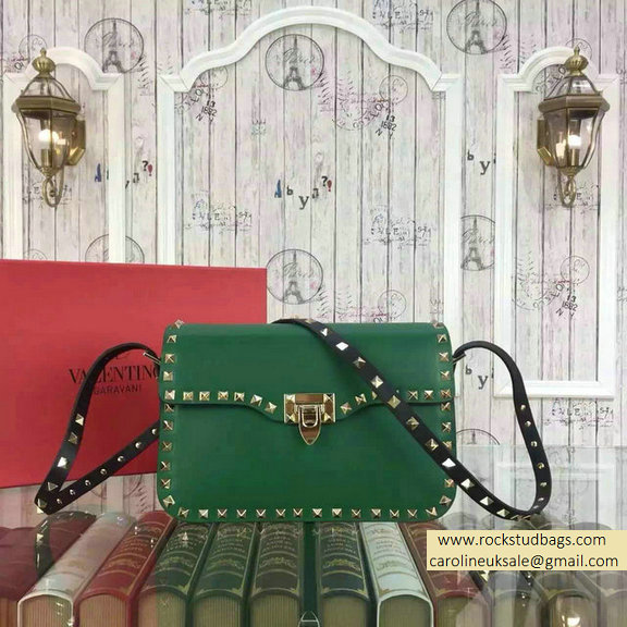 2015 Valentino Rockstud Shoulder Bag in Two Tone Green/Black - Click Image to Close