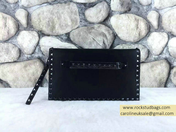 Valentino Rockstud Small/Medium Clutch in All Black Calfskin - Click Image to Close