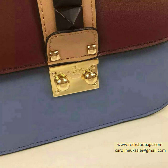 Valentino Small Chain Shoulder Bag in Multicolor Burgundy/Ciel