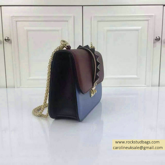 Valentino Medium Chain Shoulder Bag in Multicolor Burgundy/Ciel