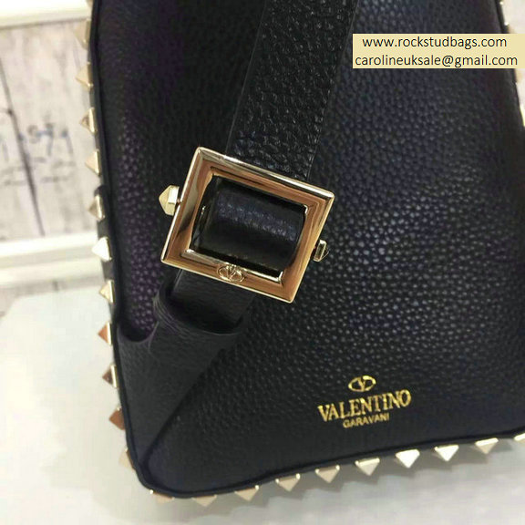 Valentino Black Palm Calfskin Rockstud Small Backpack