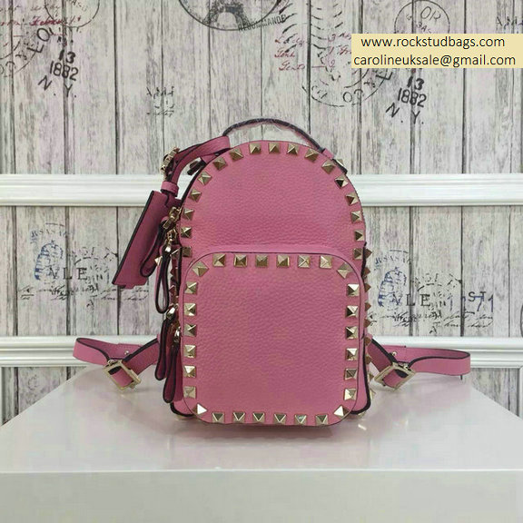 2015 Valentino Pink Palm Calfskin Rockstud Small Backpack - Click Image to Close