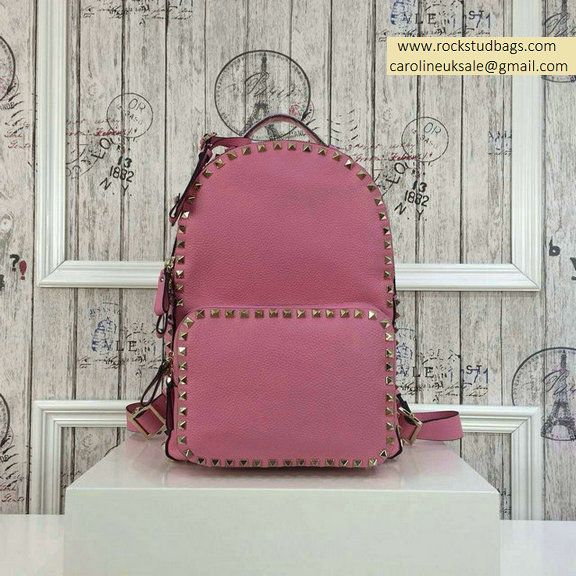 2015 Valentino Pink Palm Calfskin Rockstud Medium Backpack - Click Image to Close