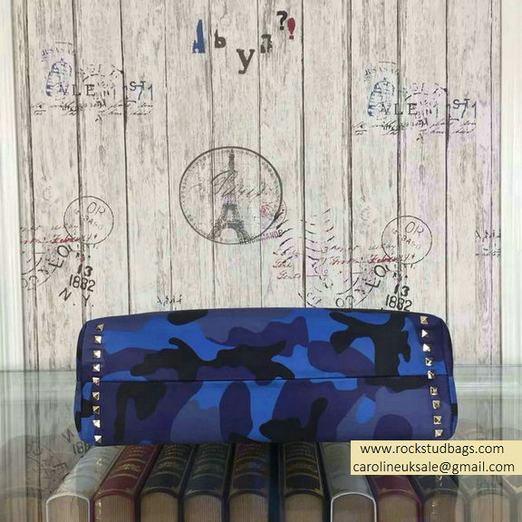Valentino Camouflage Printed Nylon Tote Bag Blue