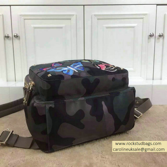 2015 Valentino Camu Butterfly Large Backpack in Camouflage Printed Canvas