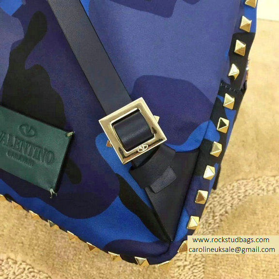 Valentino Nylon Camouflage Small Backpack Blue