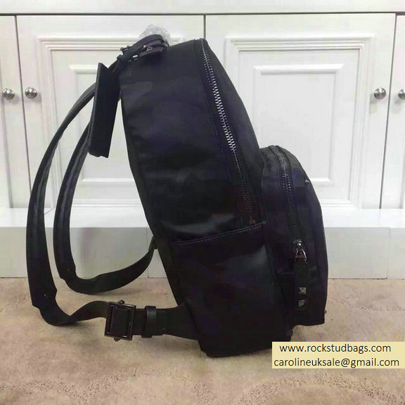 Valentino Nylon Camouflage Large Backpack Black