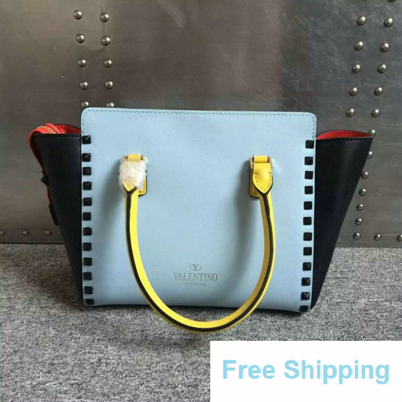 2016 Resort Valentino Four-Color Rockstud Small Double Handle Shopper Bag - Click Image to Close