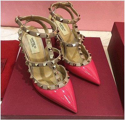 2019 Valentino Rockstud Ankle Strap Pumps in Hot Pink